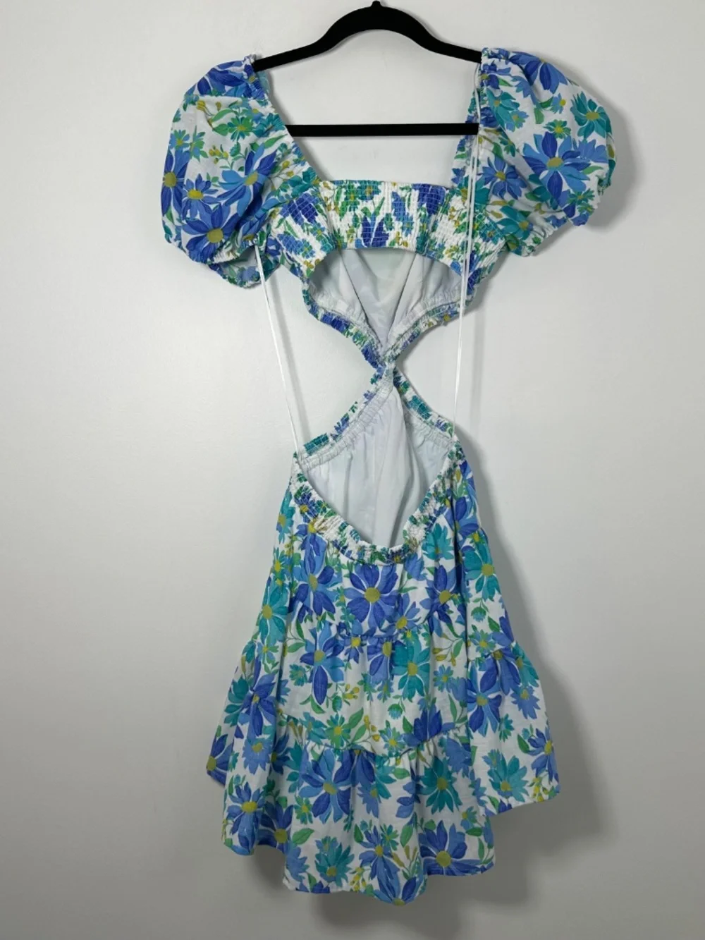 Altar'd State Women’s Small Savannah Floral Mini Dress White & Blue Boho Folk - Picture 3 of 9